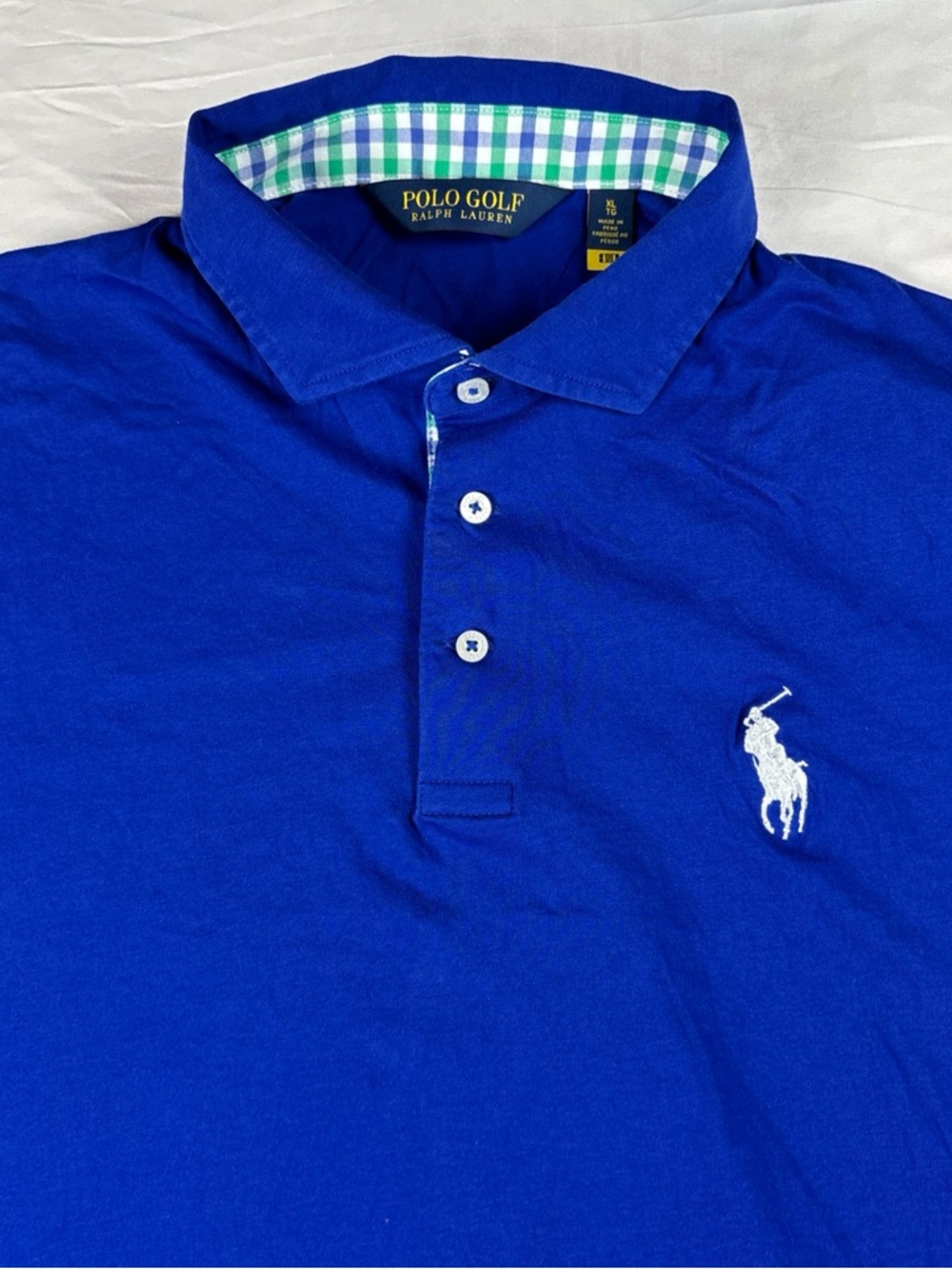 Polo Golf Ralph Lauren Royal Blue Polo Shirt with White Pony Checkered Color XLT